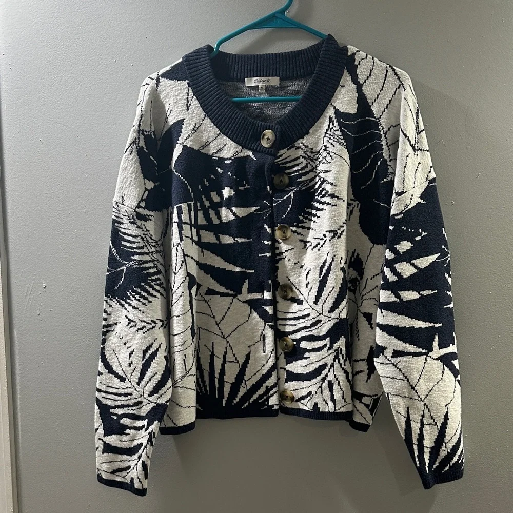 Madewell Navy and White Patterned Sweater - Picture 1 of 8